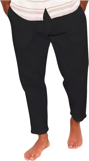 Men Linen Pants Elastic Waist Drawstring Beach Pants Harem Summer Pants Lightweight Linen Trousers with Pockets