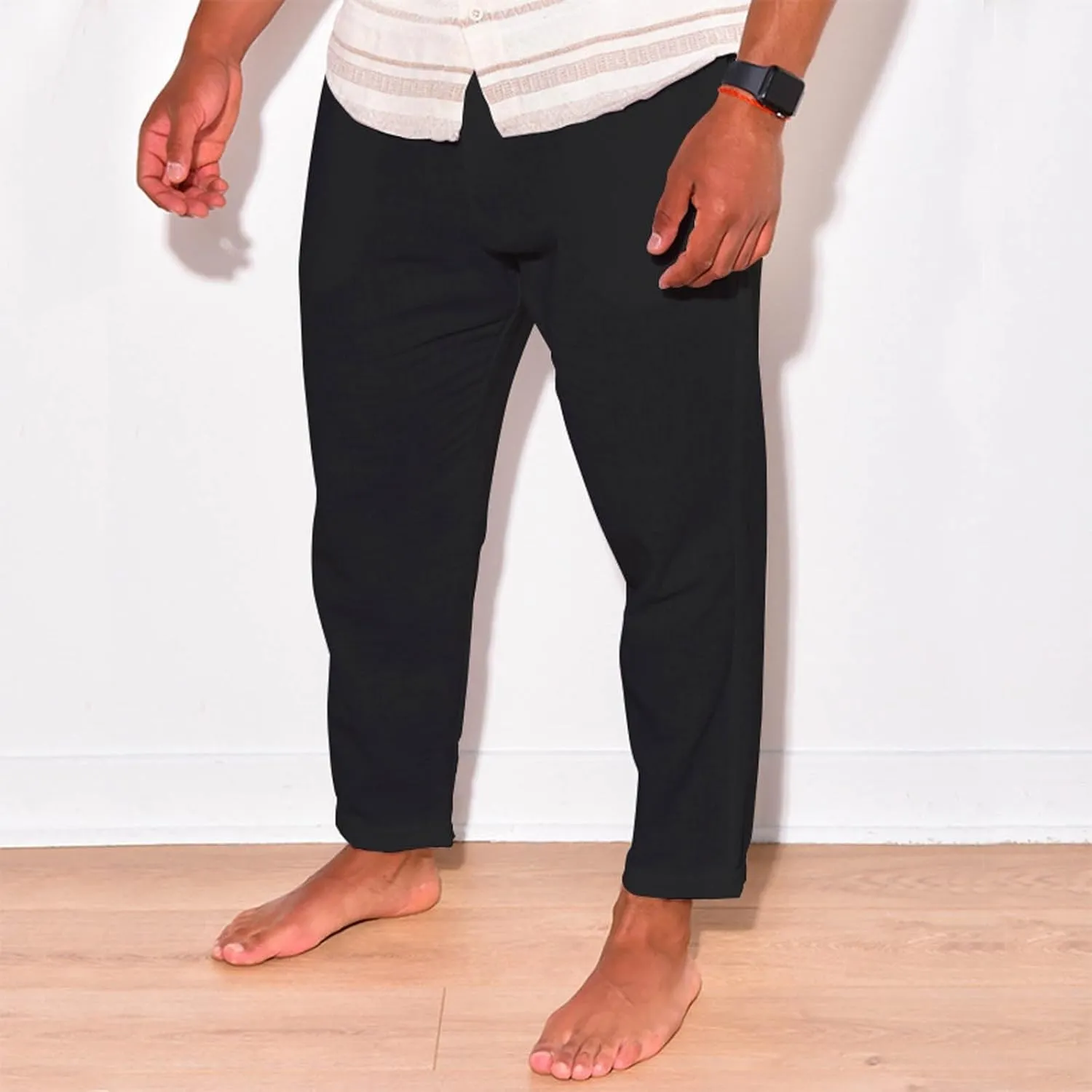 Men Linen Pants Elastic Waist Drawstring Beach Pants Harem Summer Pants Lightweight Linen Trousers with Pockets