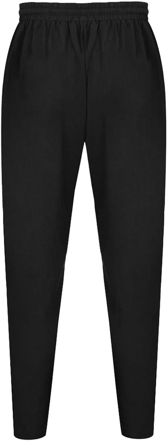 Men Linen Pants Elastic Waist Drawstring Beach Pants Harem Summer Pants Lightweight Linen Trousers with Pockets