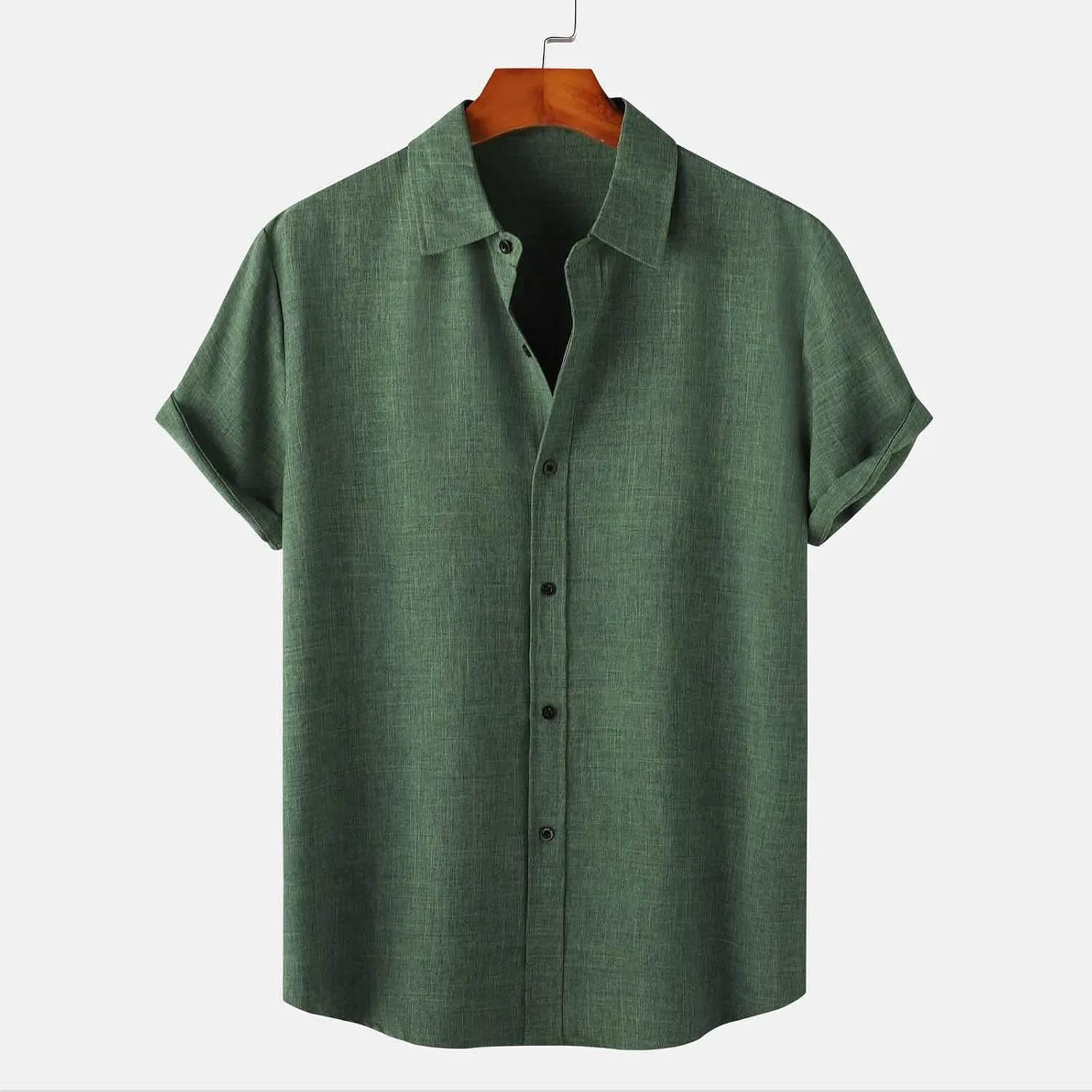 Men Linen Shirt Short Sleeve Lapel Solid Color Hawaiian Tees Shirts Vacation 2025 Casual Loose Comfy Blouses Top
