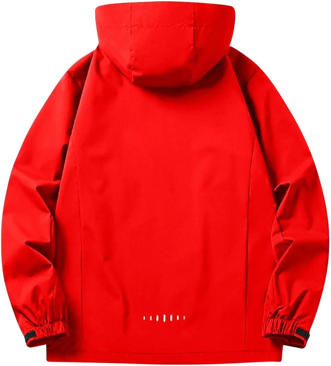 Men Waterproof Jacket Zip Up Hoodie Plus Size Long Sleeve Solid Button Windproof Outdoor Coat with Pocket