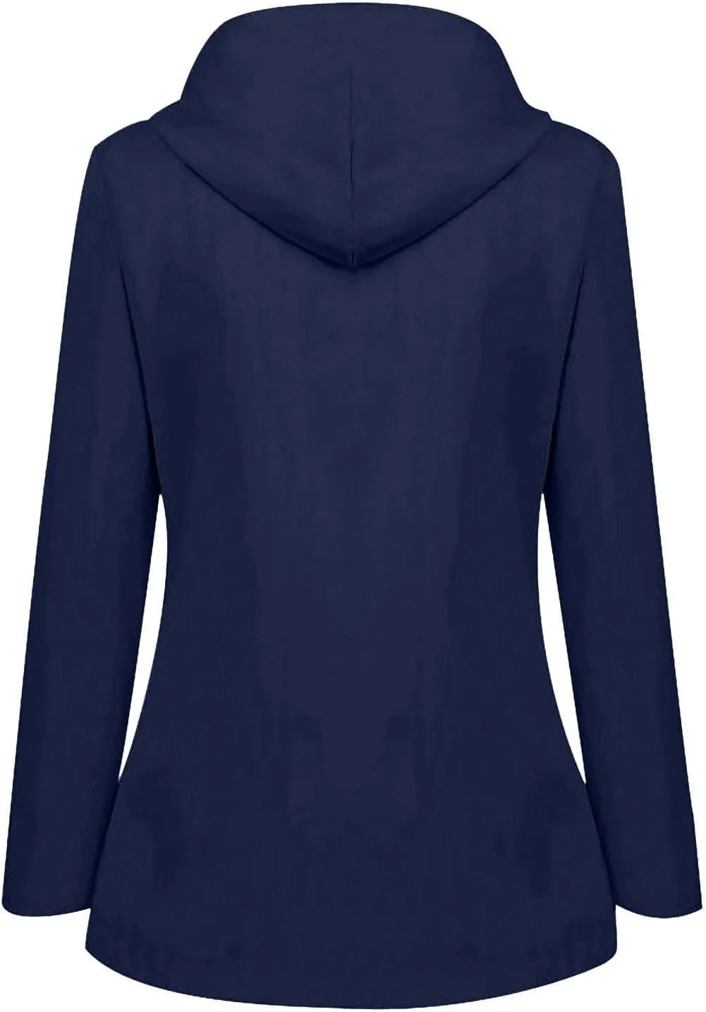 Men Waterproof Jacket Zip Up Hoodie Plus Size Long Sleeve Solid Button Windproof Outdoor Coat with Pocket