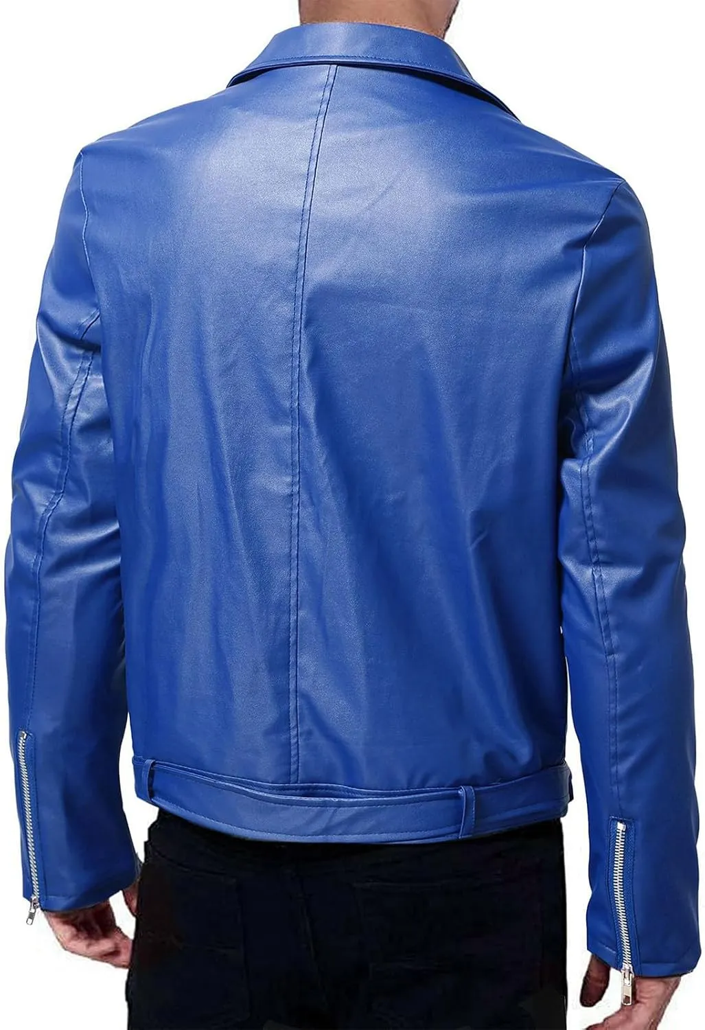 Men's Bomber Jackets Winter Autumn And Casual Solid Color Long-Sleeved Slim Faux Leather Jacket, S-XL