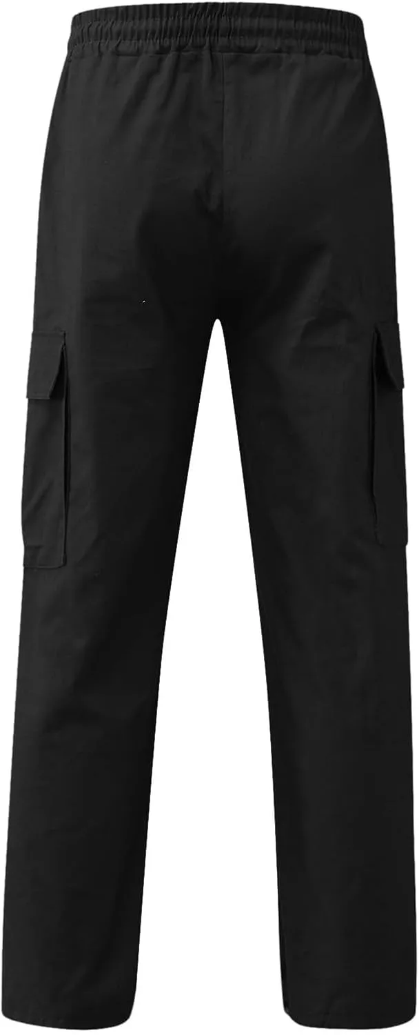 Men's Cargo Pants Solid Color Summer Lightweight Trousers Lounge Loose Fit Overalls House Outdoor Hiking Joggers
