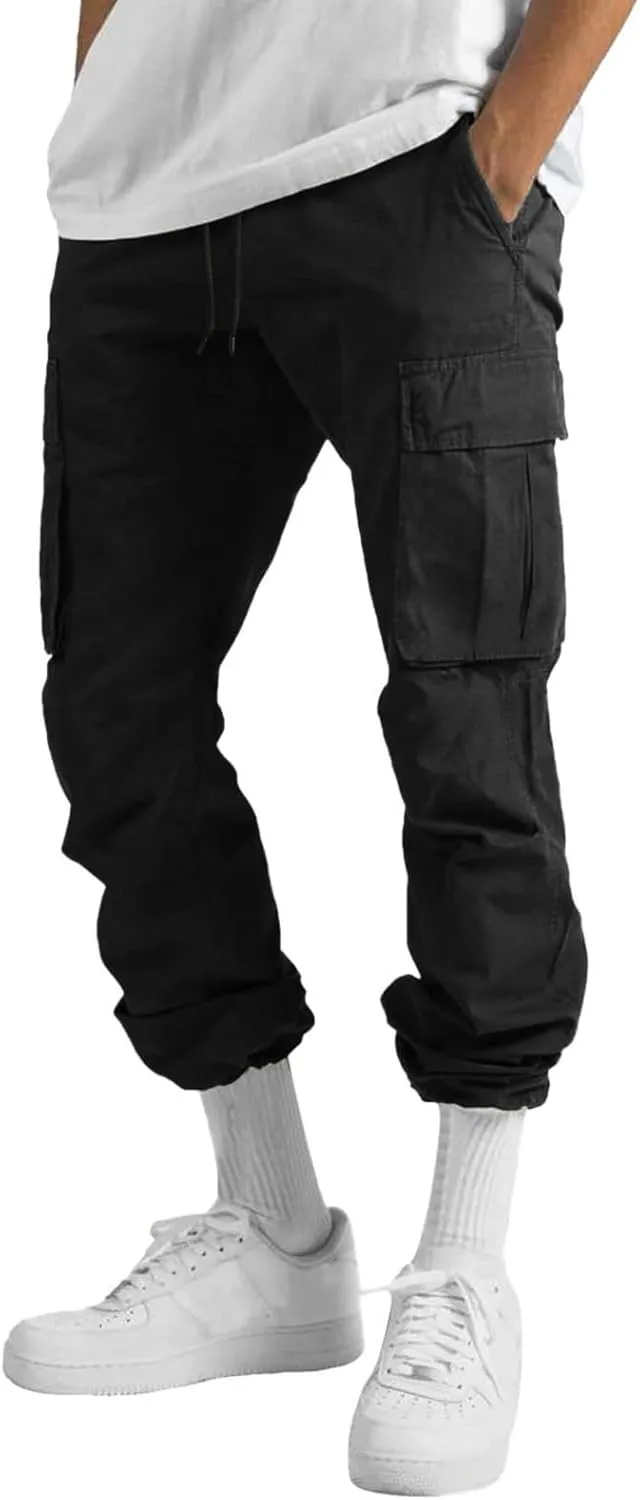 Men's Cargo Pants Solid Color Summer Lightweight Trousers Lounge Loose Fit Overalls House Outdoor Hiking Joggers