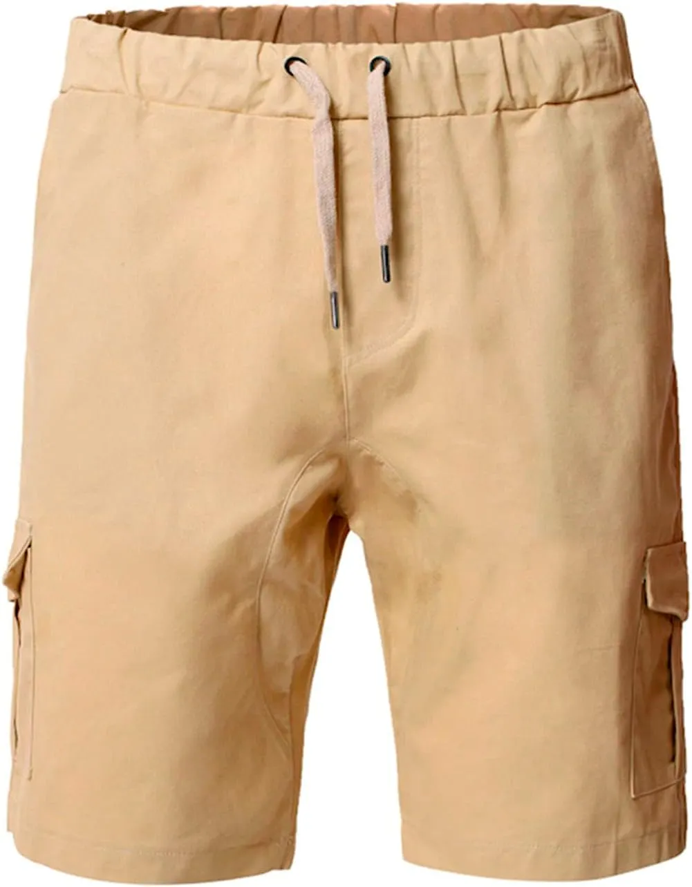 Men's Cargo Shorts Elastic Waistband Drawstring Relaxed Fit Cotton Summer Casual Lightweight Work Shorts with Pockets