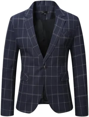 Mens Casual Blazer Suit Jacket Stylish Sport Coats 1 Button Lightweight Notched Lapel Blazers for Daily
