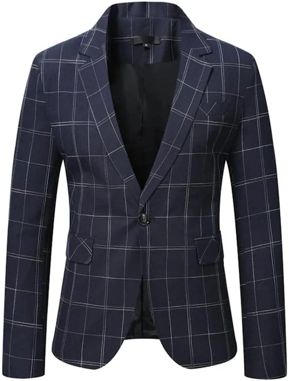 Mens Casual Blazer Suit Jacket Stylish Sport Coats 1 Button Lightweight Notched Lapel Blazers for Daily