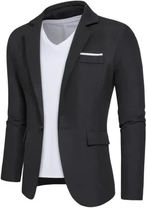 Mens Casual Blazer Suit Jacket Stylish Sport Coats 1 Button Lightweight Notched Lapel Blazers for Daily