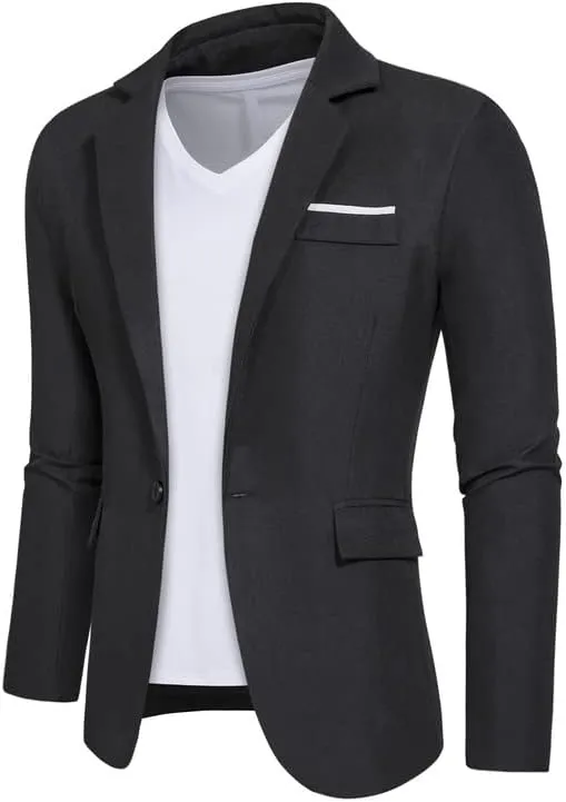 Mens Casual Blazer Suit Jacket Stylish Sport Coats 1 Button Lightweight Notched Lapel Blazers for Daily