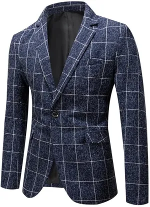 Mens Casual Blazer Suit Jacket Stylish Sport Coats 1 Button Lightweight Notched Lapel Blazers for Daily