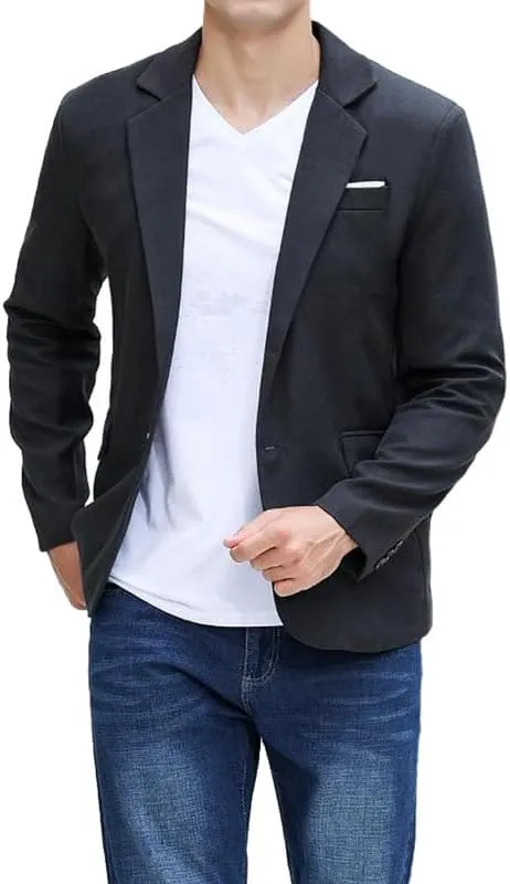 Mens Casual Blazer Suit Jacket Stylish Sport Coats 1 Button Lightweight Notched Lapel Blazers for Daily