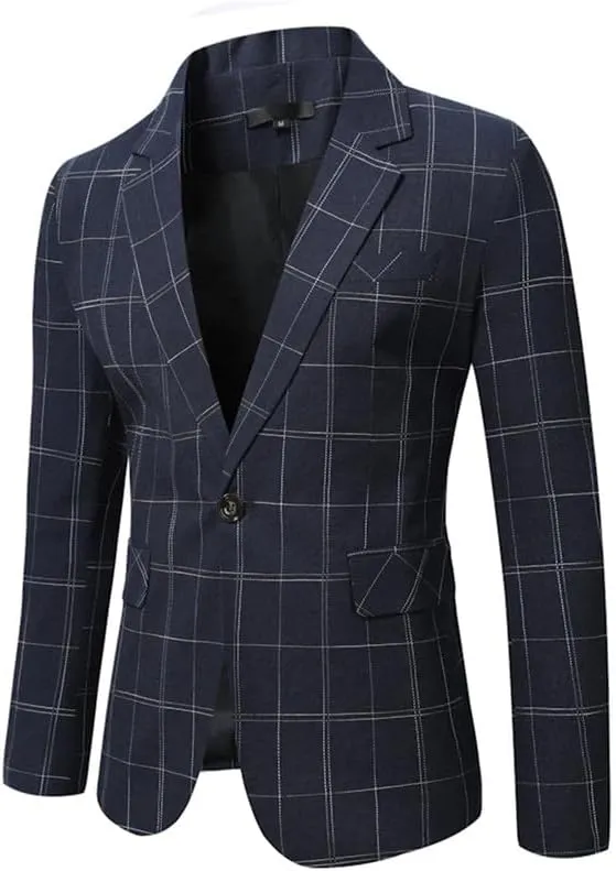 Mens Casual Blazer Suit Jacket Stylish Sport Coats 1 Button Lightweight Notched Lapel Blazers for Daily