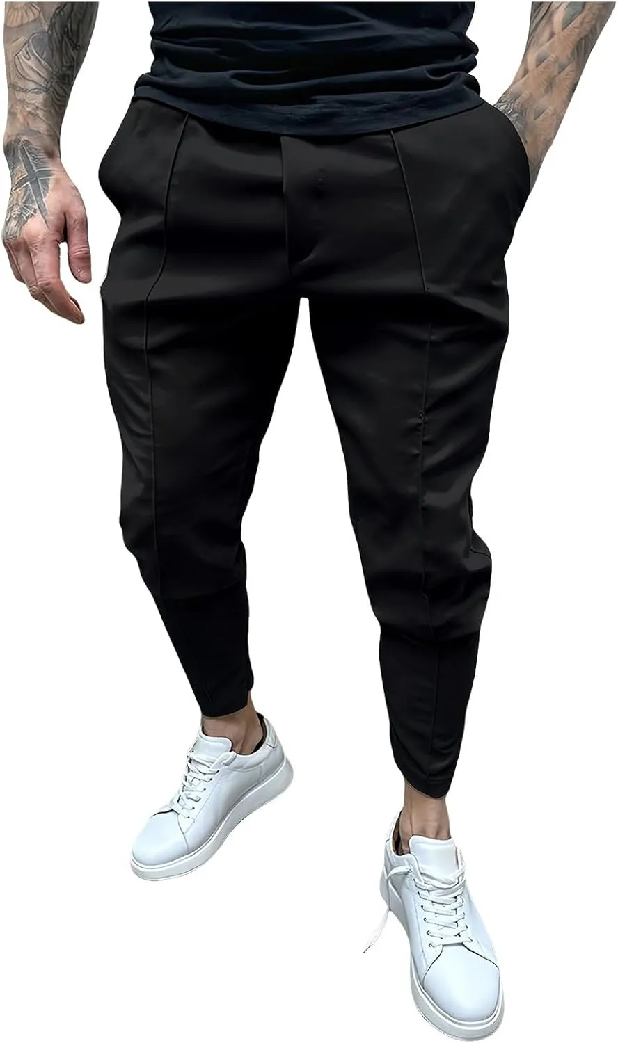 Men's Casual Cargo Chino Trousers Sport Jogging Slim Fit Trousers Linen Pants Men's Straight Tapered Fit Cargo Pants