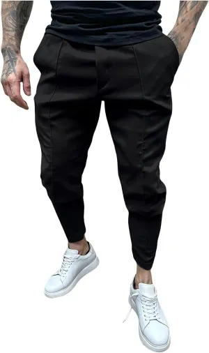 Men's Casual Cargo Chino Trousers Sport Jogging Slim Fit Trousers Linen Pants Men's Straight Tapered Fit Cargo Pants