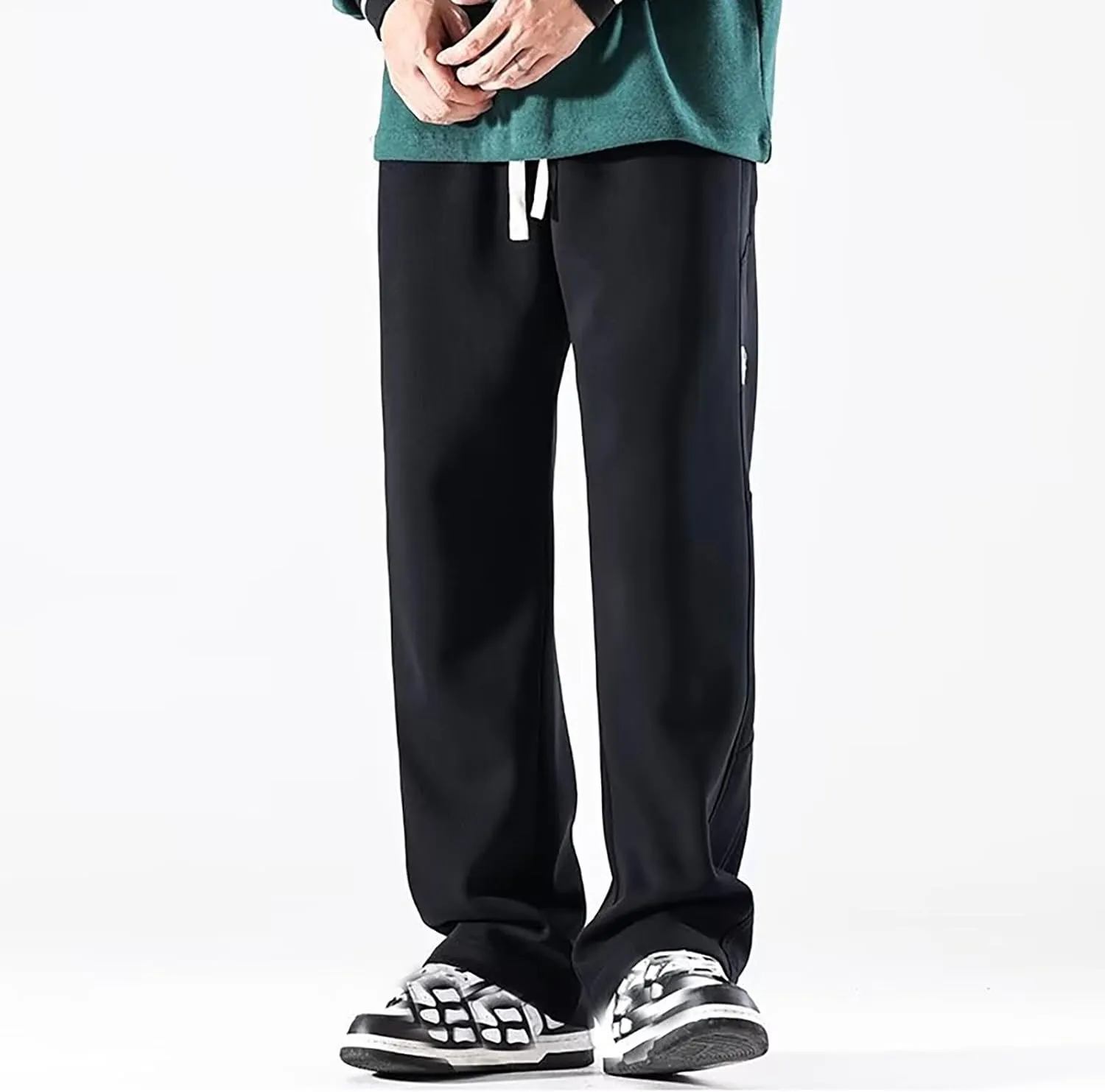 Mens Casual Pants Cargo Drawstring Elastic Waist Pants Linen Summer Beach Pants Open Bottom Casual Pants