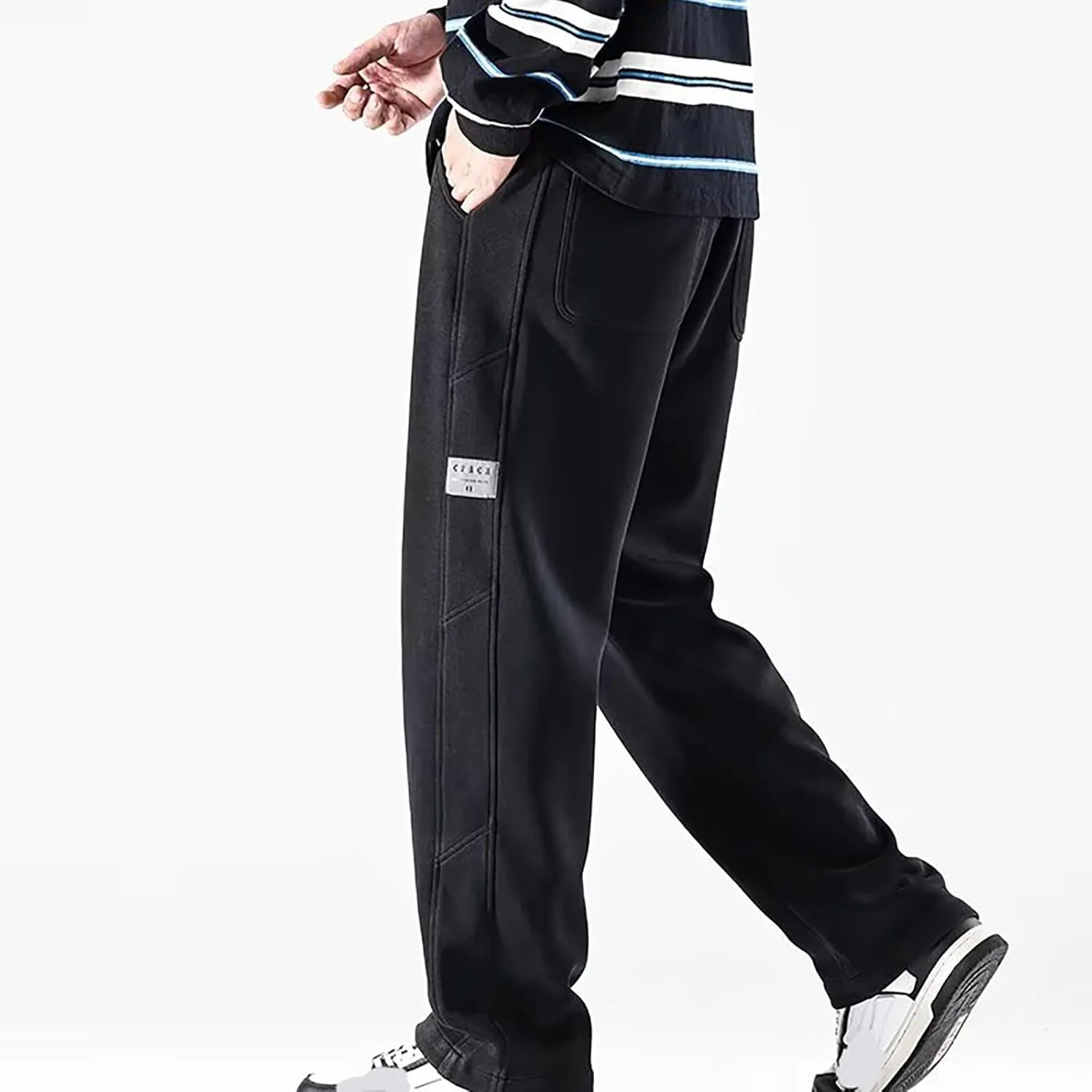 Mens Casual Pants Cargo Drawstring Elastic Waist Pants Linen Summer Beach Pants Open Bottom Casual Pants