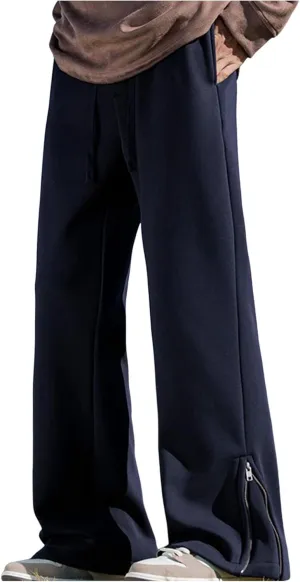 Mens Casual Pants Cargo Drawstring Elastic Waist Pants Linen Summer Beach Pants Open Bottom Casual Pants