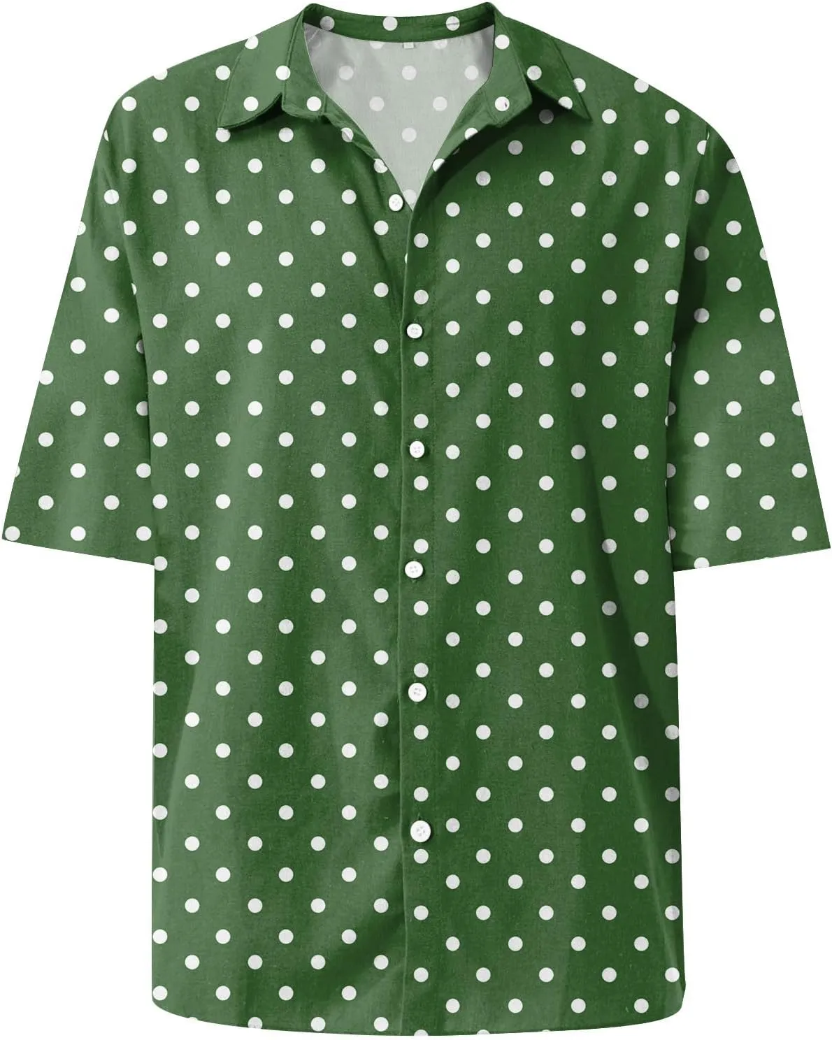 Men's Casual Polka Dot Shirts Short Sleeve Button Down Blouse Summer Beach Hawaiian Stylish Tee Tops Funny Shirt