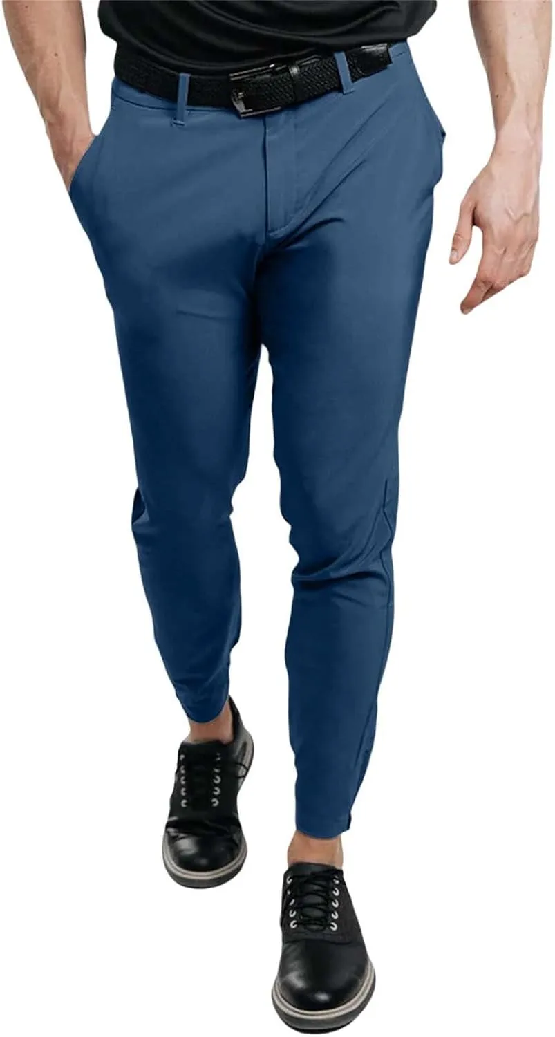 Mens Chinos Dress Pants Slim Fit Stretch Flat Front Golf Pants Casual Travel Pants Skinny Stretch Casual Pants