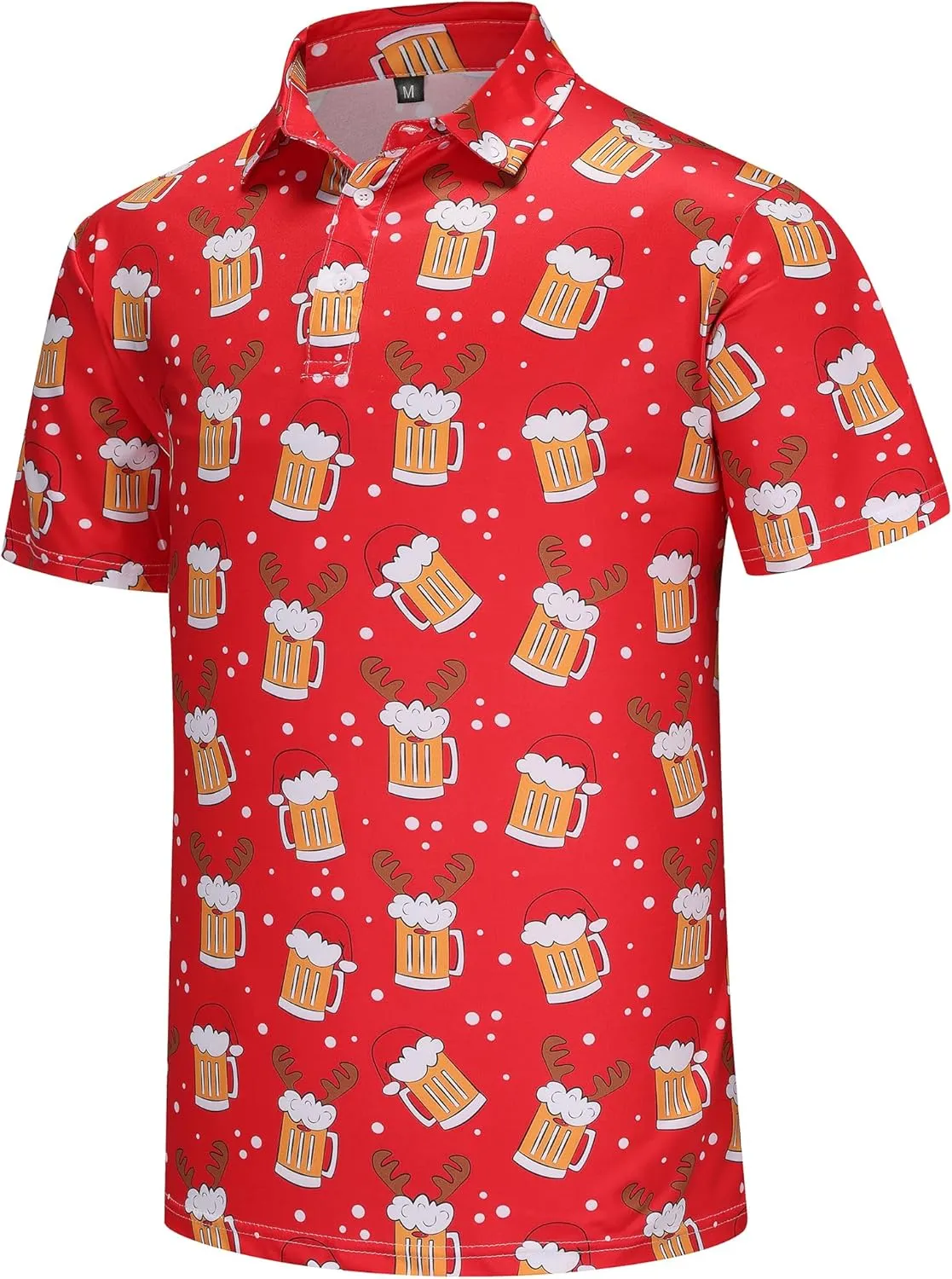Mens Christmas Golf Polo Shirts Short Sleeve Funny Christmas Golf Shirts Ugly Santa Claus Shirts for Men