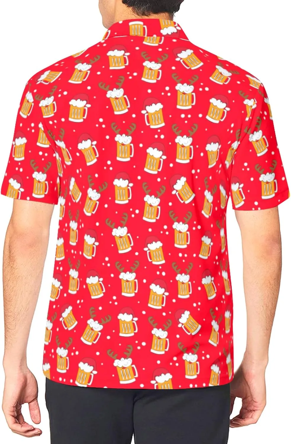 Mens Christmas Golf Polo Shirts Short Sleeve Funny Christmas Golf Shirts Ugly Santa Claus Shirts for Men
