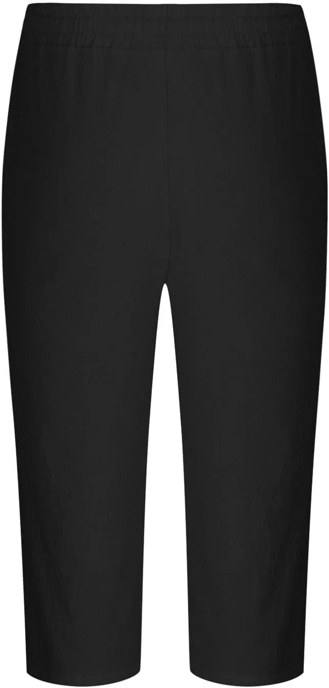 Men's Cotton Linen Cropped Trousers Mens Drawstring High Waist Capris Pants 3/4 Elasticated Waist Sweatpants