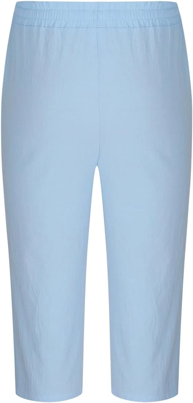 Men's Cotton Linen Cropped Trousers Mens Drawstring High Waist Capris Pants 3/4 Elasticated Waist Sweatpants