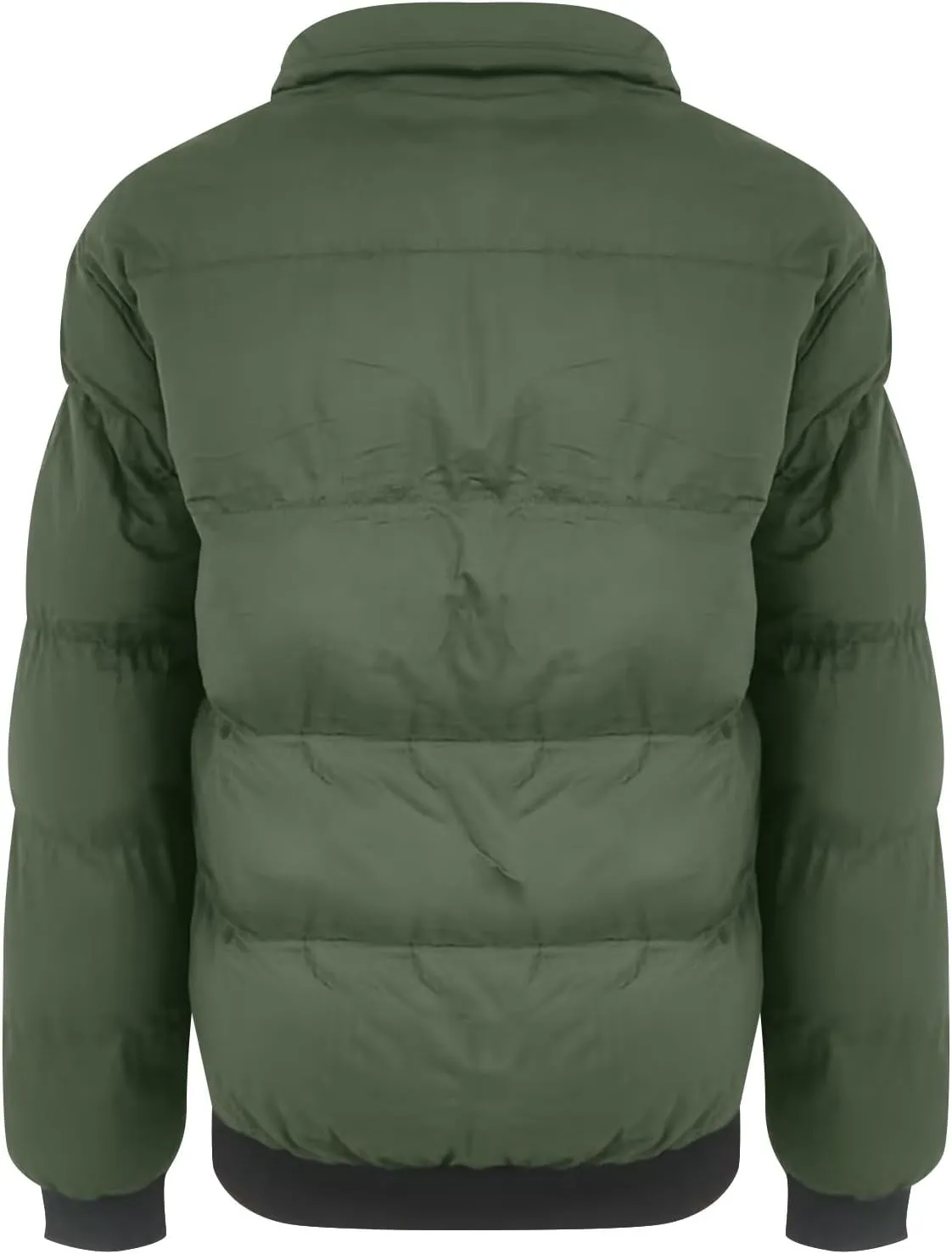 Men's Cotton Padded Puffer Jacket Winter Warm Down Coats Stand Collar Waterproof Outerwear with Pockets