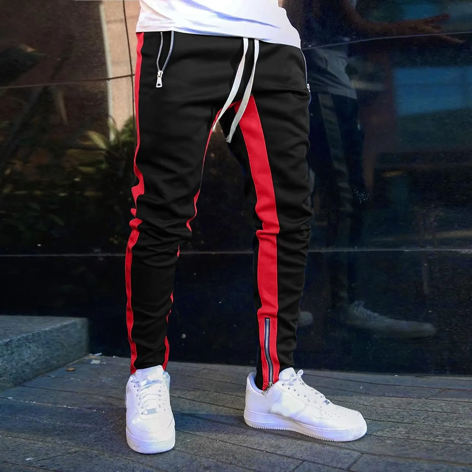 Mens Cotton Trousers Black Casual Pants for Men Men's Slim-Fit Wrinkle- Flat-Front Chino Slim Stretch Chino Trousers