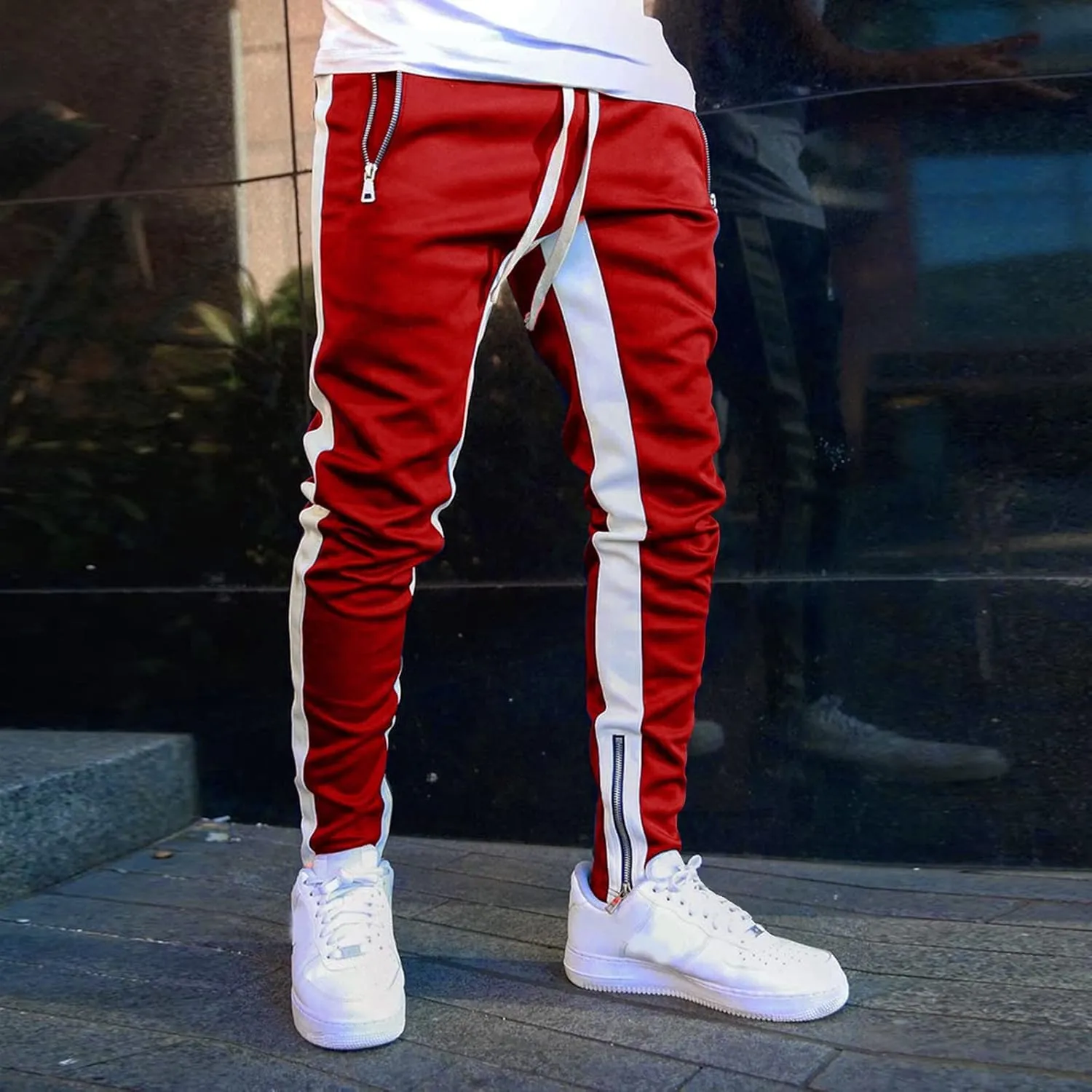 Mens Cotton Trousers Black Casual Pants for Men Men's Slim-Fit Wrinkle- Flat-Front Chino Slim Stretch Chino Trousers