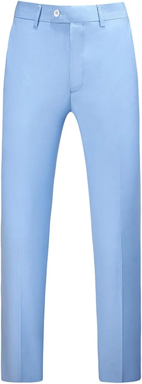 Mens Dress Pants Slim Fit Stretch Front Flat Suit Pants Solid Skinny Trousers Big Tall Work Casual Wedding Clothes