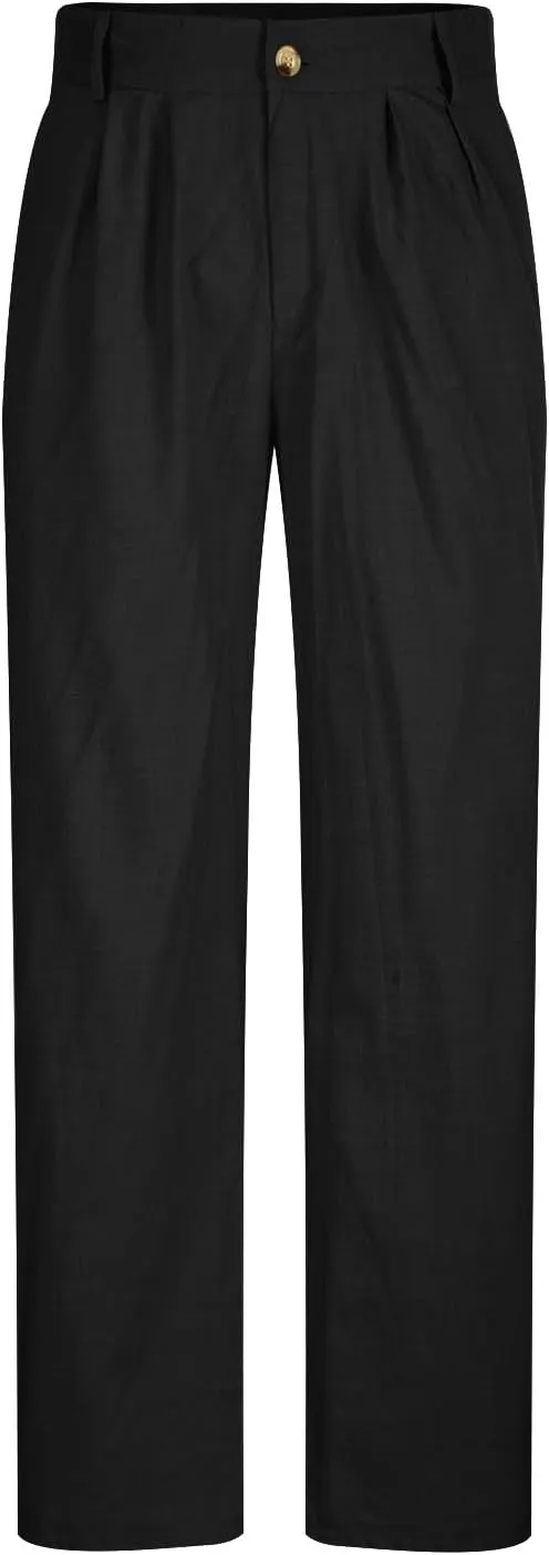 Men's Dress Pants Stretch Classic Fit Suit Pants Casual Pleated Front Dress Pants Straight Fit Pants