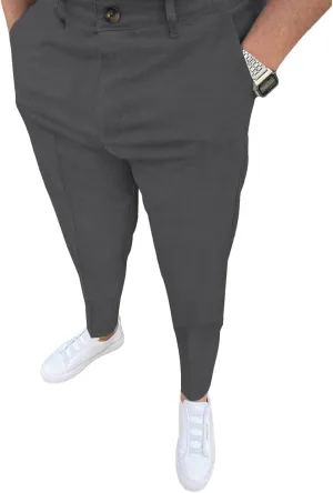 Men's Fashion Stretch Dress Pants Slim Fit Plaid Pants Business Suit Pants Casual Golf Pants