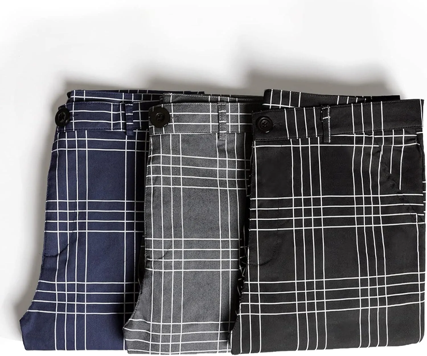 Men's Fashion Stretch Dress Pants Slim Fit Plaid Pants Business Suit Pants Casual Golf Pants