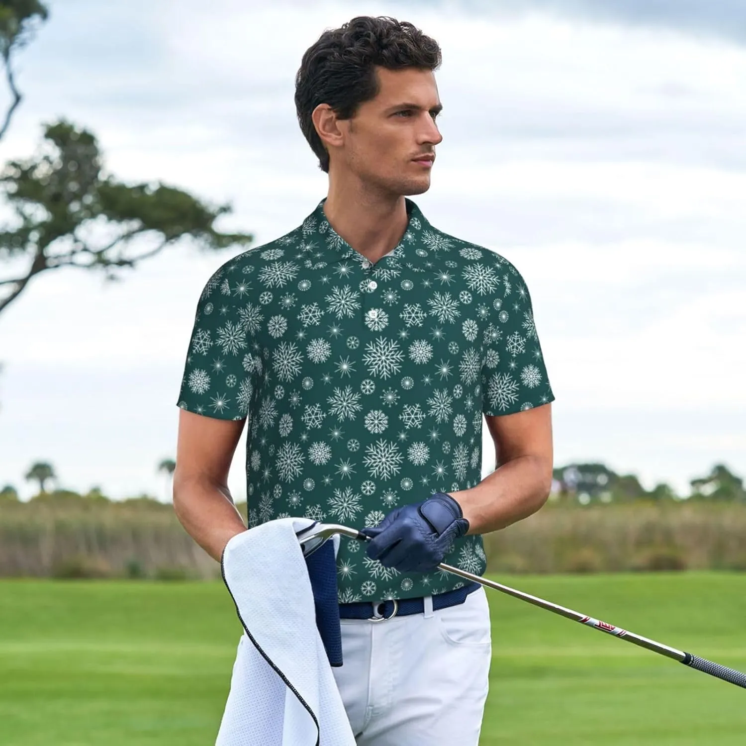Men's Funny Golf Shirts Hawaiian Golf Polo Shirts Performance Moisture Wicking Quick Dry Athletic Short Sleeve Shirts