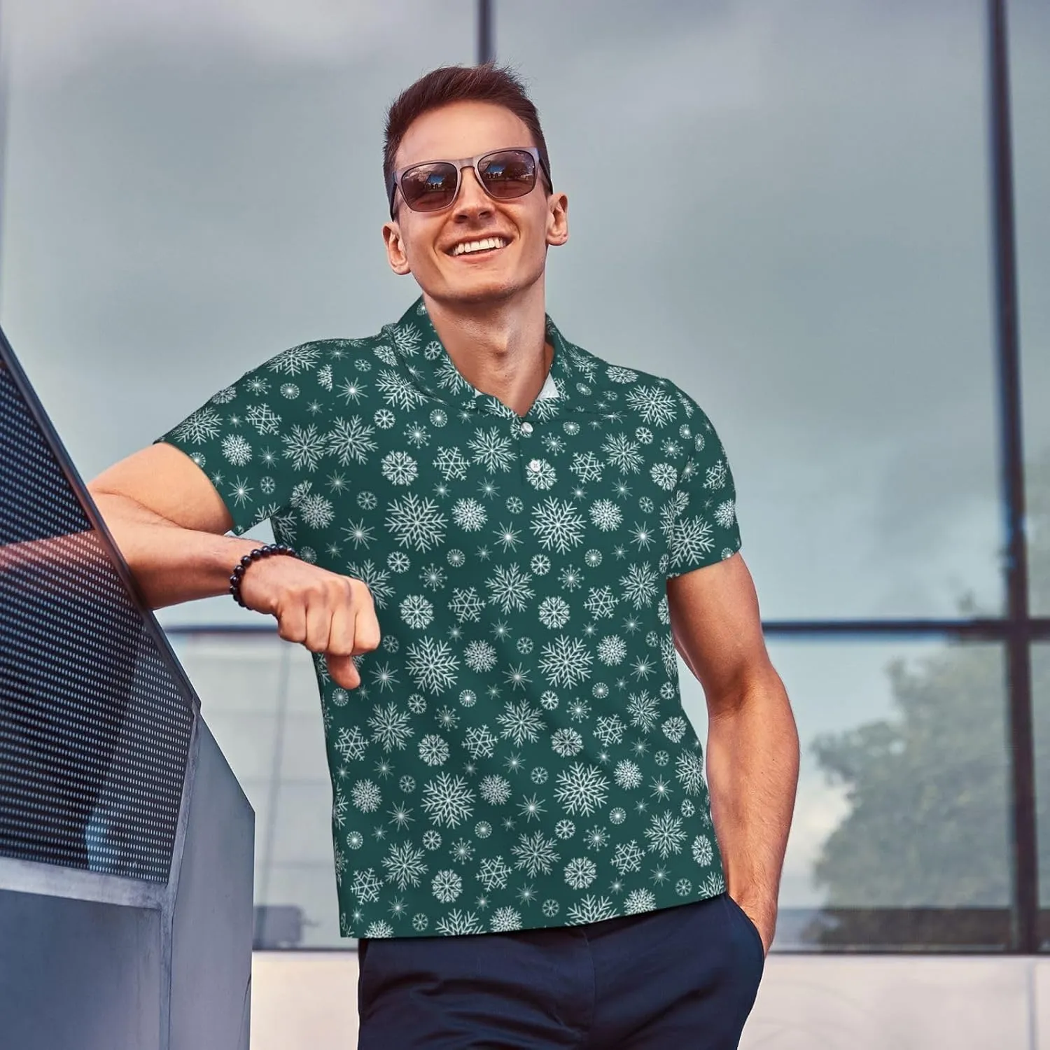 Men's Funny Golf Shirts Hawaiian Golf Polo Shirts Performance Moisture Wicking Quick Dry Athletic Short Sleeve Shirts