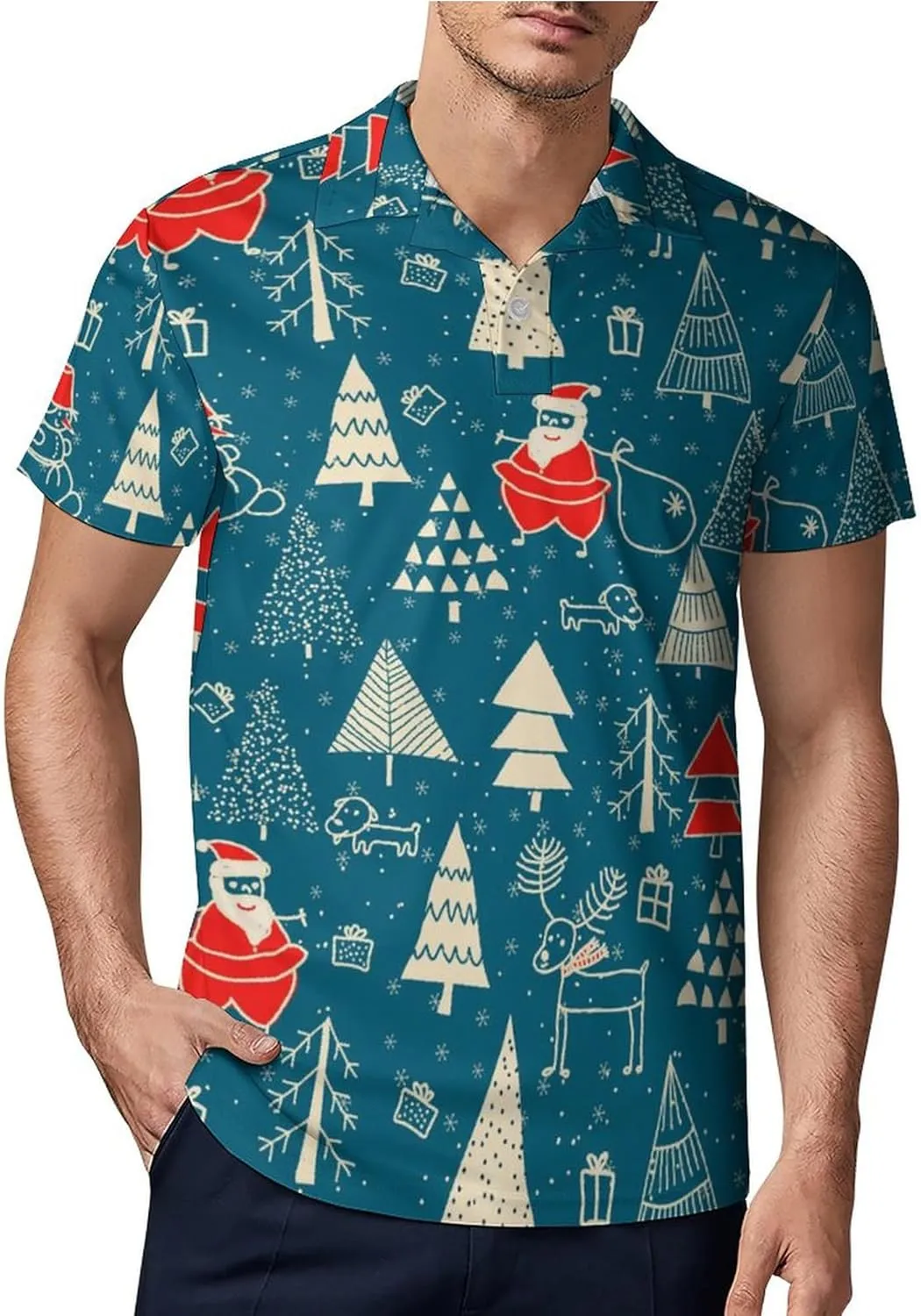 Men's Funny Golf Shirts Hawaiian Golf Polo Shirts Performance Moisture Wicking Quick Dry Athletic Short Sleeve Shirts