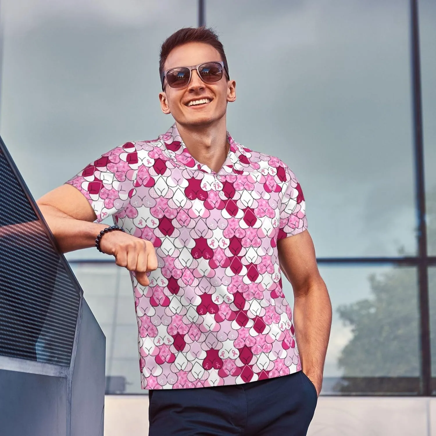 Men's Funny Golf Shirts Hawaiian Golf Polo Shirts Performance Moisture Wicking Quick Dry Athletic Short Sleeve Shirts
