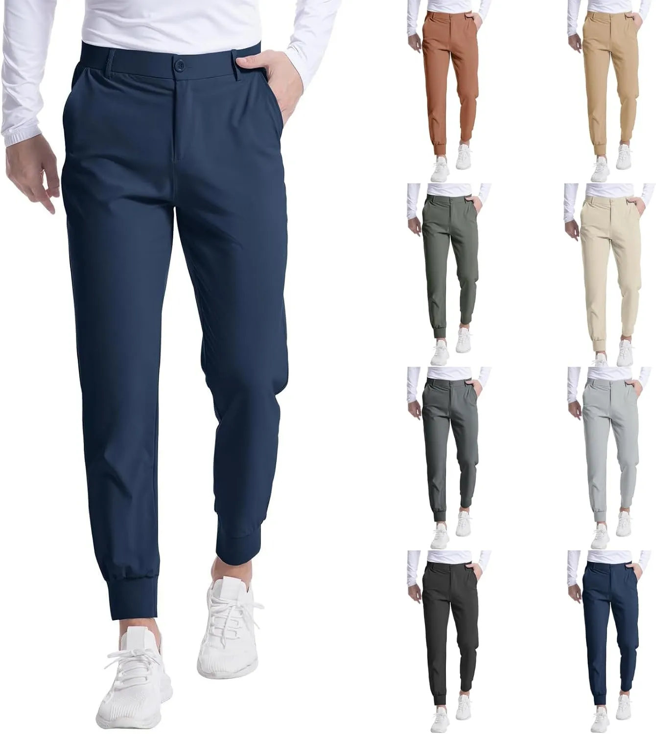 Mens Golf Joggers Casual Slim Fit Stretch Golf Pants with Pockets Comfy Lightweight Quick Dry Athletic Pants