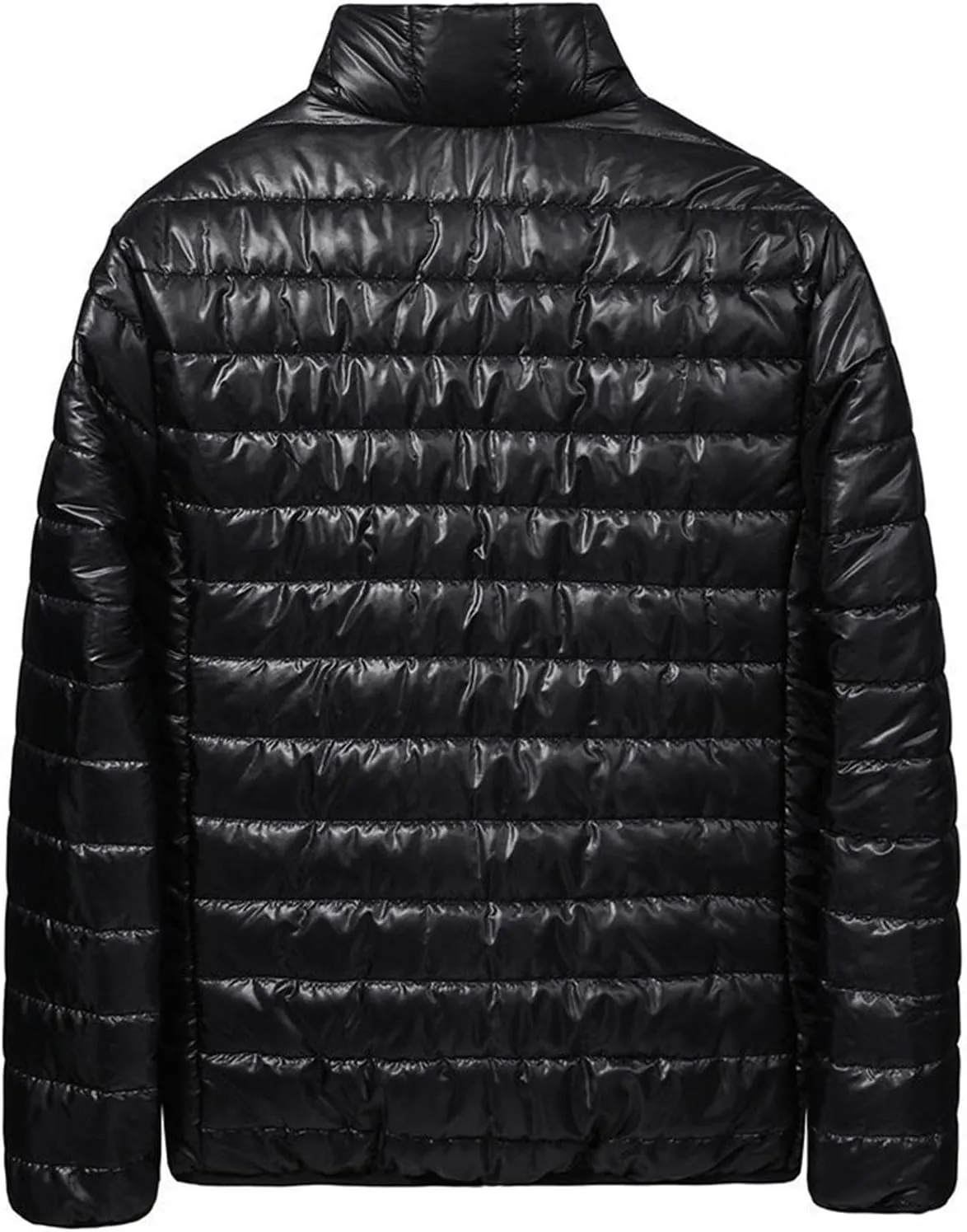 Mens Lightweight Down Jacket Shiny Packable Puffer Jacket Warm Insulated Padded Bubble Winter Coats Outwear No Hood