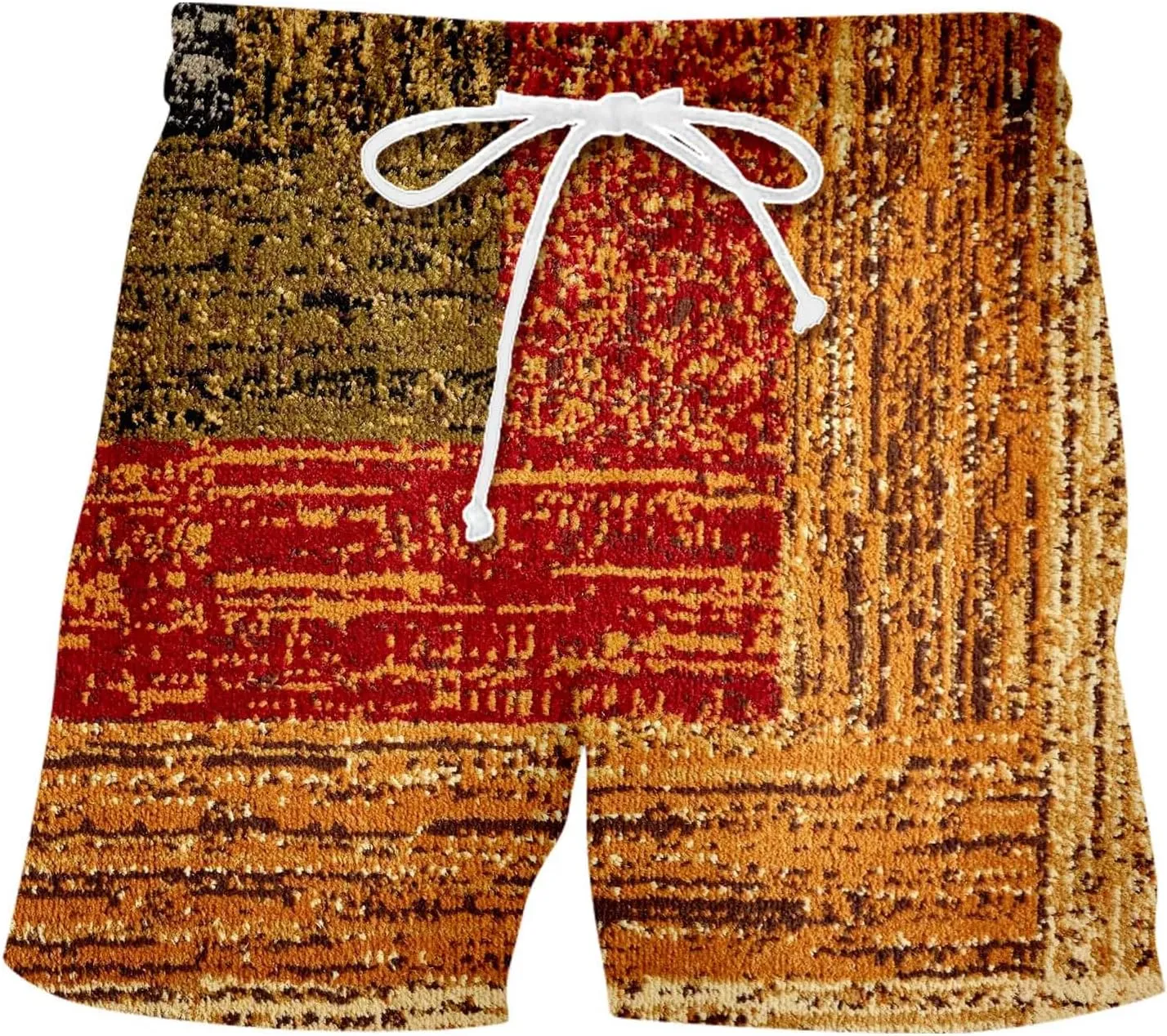Mens Linen Plaid Bermuda Shorts Ethnic Pattern Jogger Shorts Summer Straight Drawstring Beach Short with Pockets