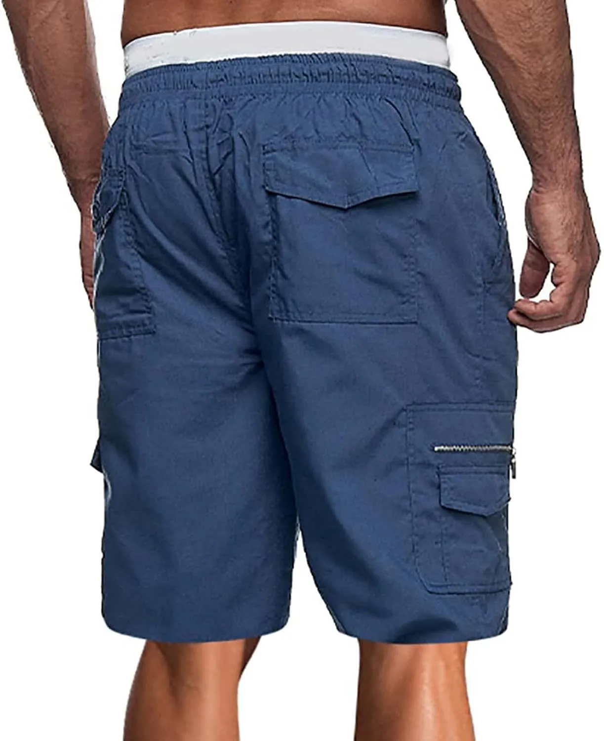 Men's Outdoor Cargo Shorts Elastic Waist Relaxed Fit Sport Shorts Jogger SweatShorts with Multi-Pocket