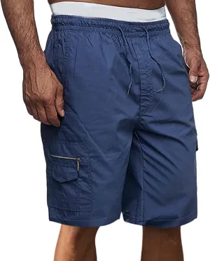 Men's Outdoor Cargo Shorts Elastic Waist Relaxed Fit Sport Shorts Jogger SweatShorts with Multi-Pocket