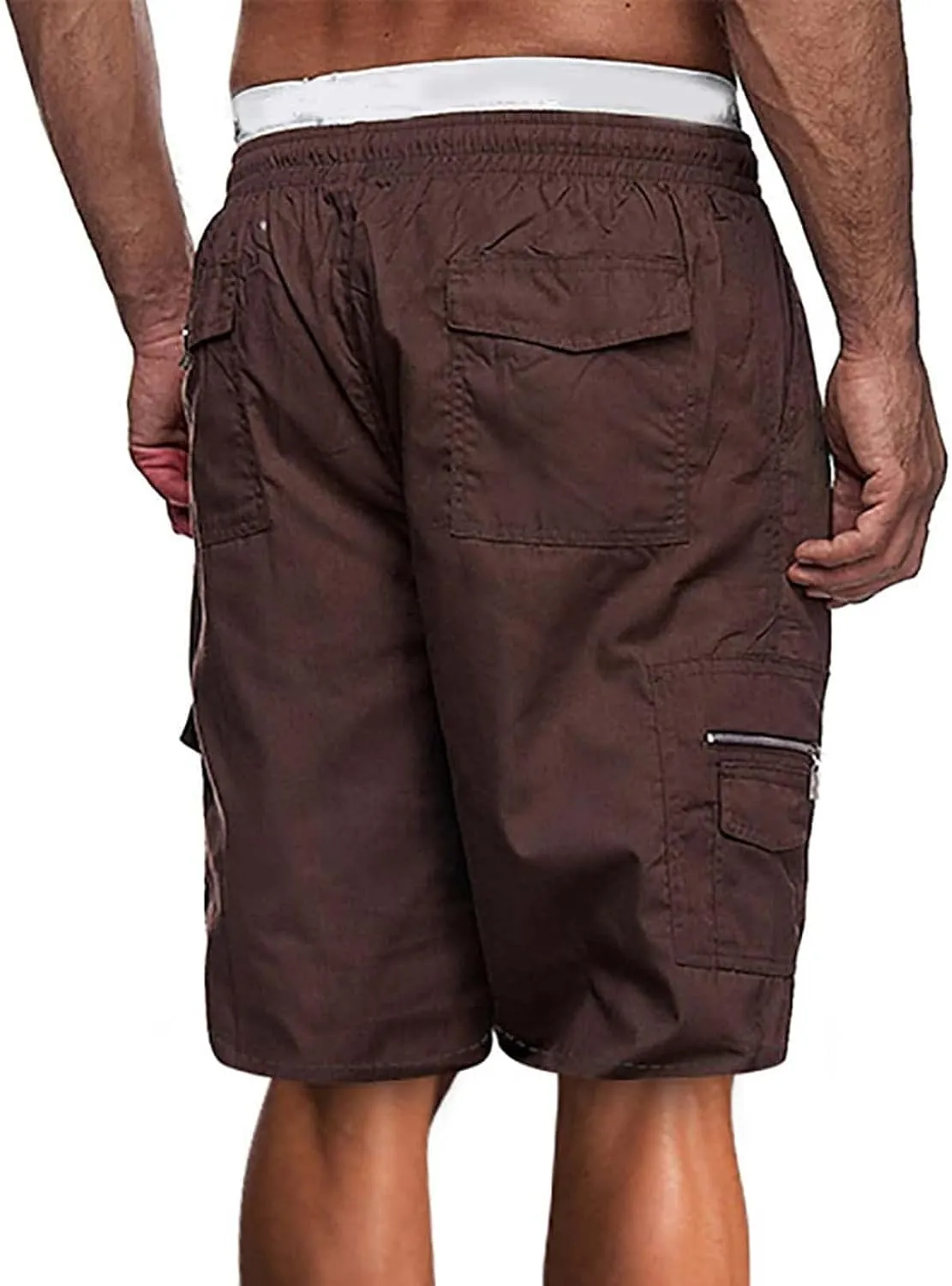 Men's Outdoor Cargo Shorts Elastic Waist Relaxed Fit Sport Shorts Jogger SweatShorts with Multi-Pocket