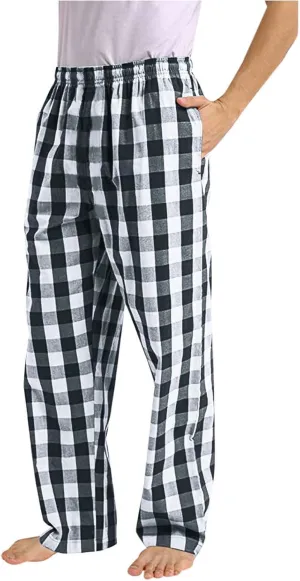 Mens Pajama Pants Wide-Legged Plaid Printed Drawstring Pockets Casual Pants Fall and Winter Sleepwear Pants