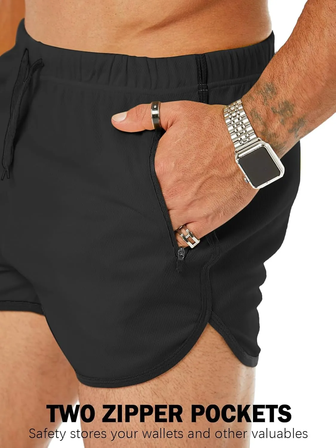 Men's Running Shorts 3" Quick Dry Lighweight Gym Workout Shorts with Zipper Pockets Athletic Jogging Shorts