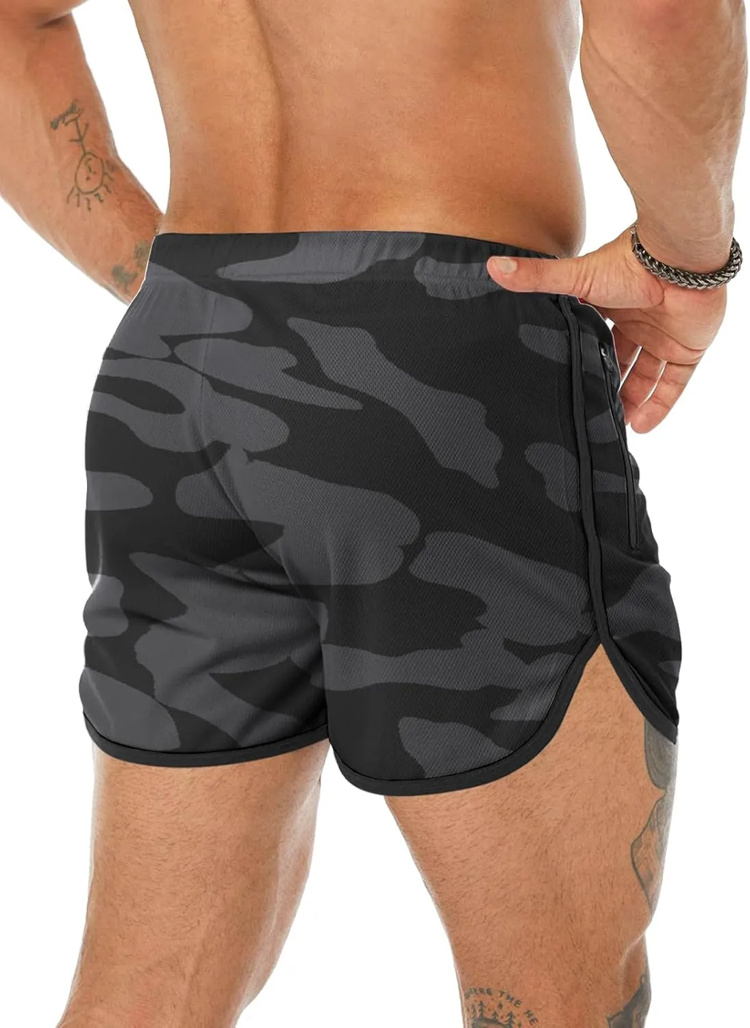 Men's Running Shorts 3" Quick Dry Lighweight Gym Workout Shorts with Zipper Pockets Athletic Jogging Shorts