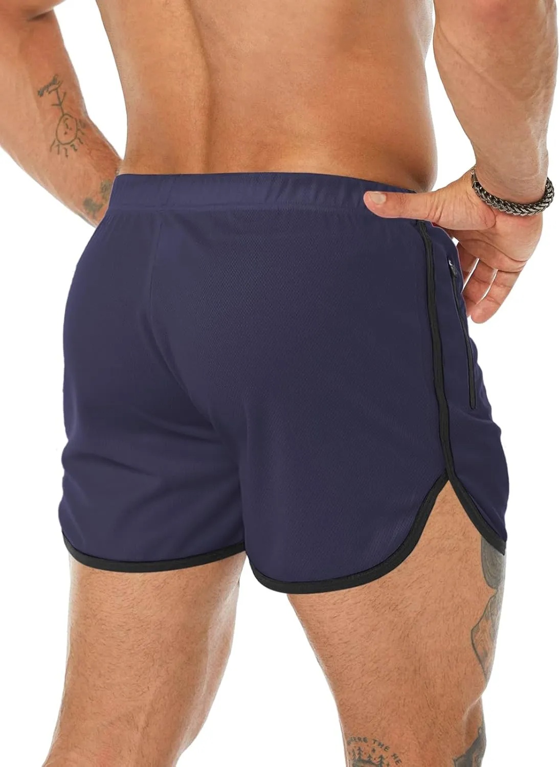 Men's Running Shorts 3" Quick Dry Lighweight Gym Workout Shorts with Zipper Pockets Athletic Jogging Shorts