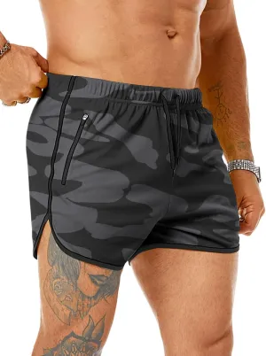 Men's Running Shorts 3" Quick Dry Lighweight Gym Workout Shorts with Zipper Pockets Athletic Jogging Shorts